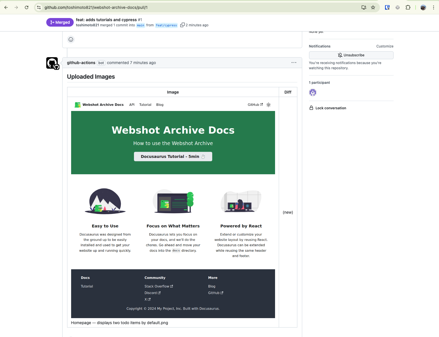 GitHub PR Screenshots